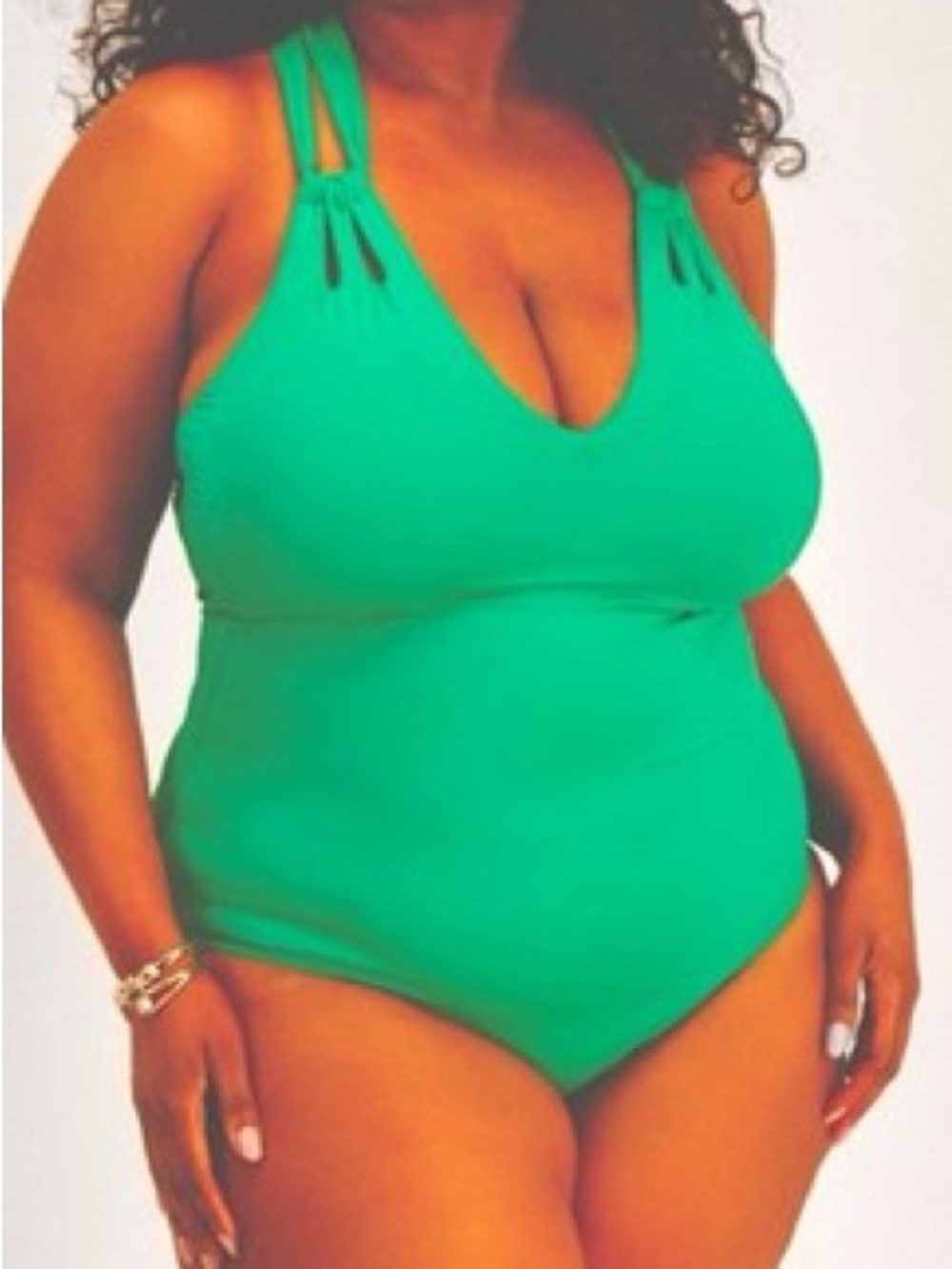 Becca Plus Size 1X (16-18) Color Code One-Piece Swimsuit in Verde Green NWT